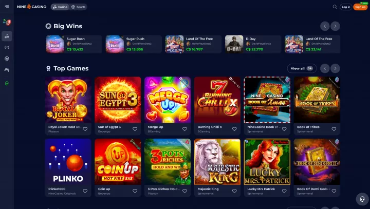 Nine casino befizetés nélküli bónusz