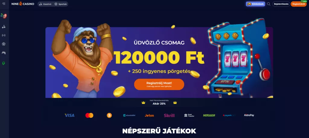 nine casino befizetés nélküli bónusz 100